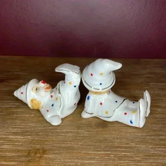 Fun Kitschy Vintage Tumbling Silly Clown Figurines Set of 2 - Picture 3 of 8